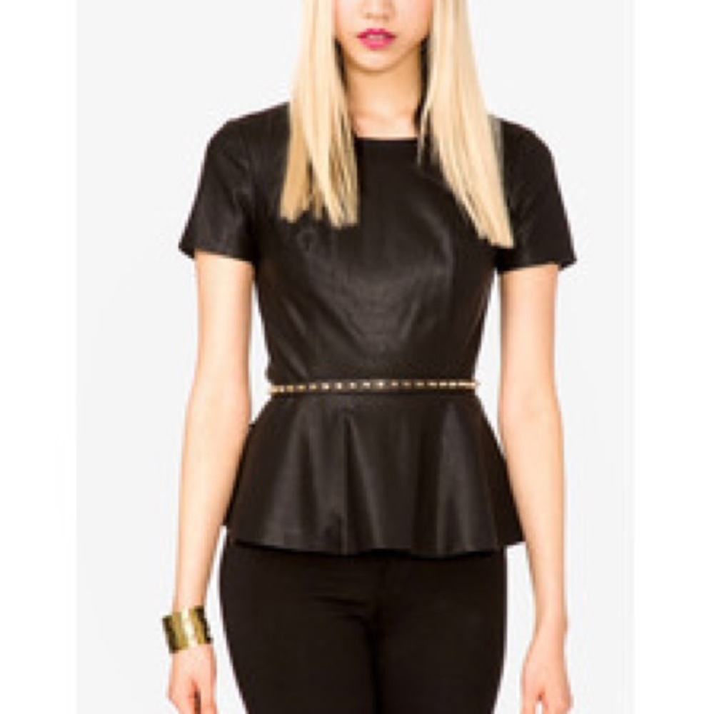 Forever 21 Faux Leather Peplum Top